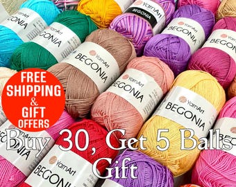 Yarnart begonia, Cotton amigurumi yarn, Cotton bikini yarn, 100% mercerized, turkish yarn, doll yarn, soft yarn fingering, beach yarn,