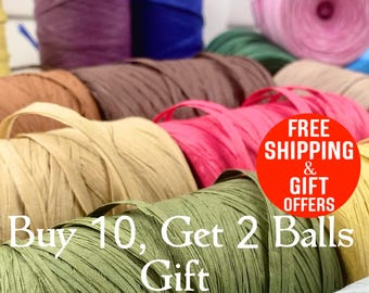 Soft Natural Raffia yarn, Crochet Rafia paper Raphia hat yarn, Rafya summer beach bag Crochet yarn, 4.94oz 262yard