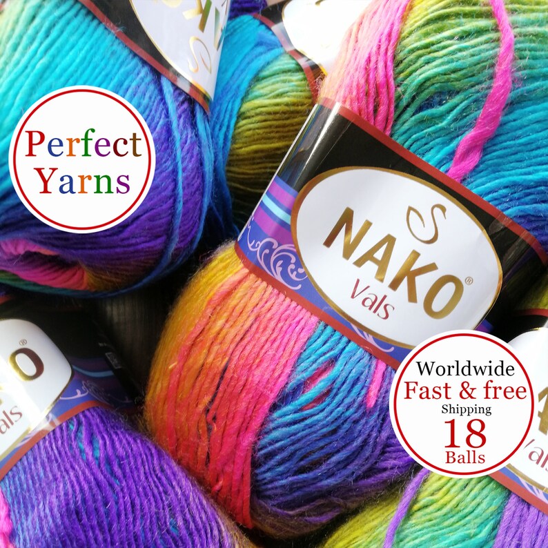 18 balls NAKO Vals Knitting yarn Crochet yarn acrylic Etsy