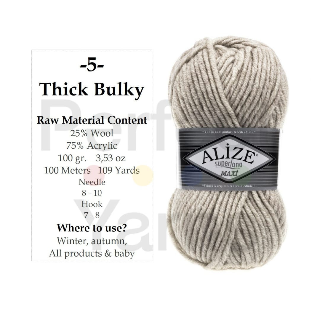 Bulky wool yarn Alize Superlana Maxi knittting crochet -  Portugal