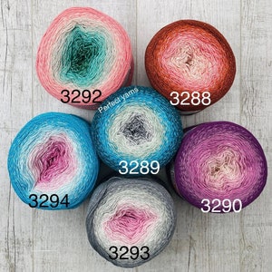 Cotton Glitter Shawl Cake Gradient Yarn, Wraps Dresses Fine Cotton Fiber, Multicolor whirl crochet knitting yarn, wrap thin fiber, 8.82 oz image 9