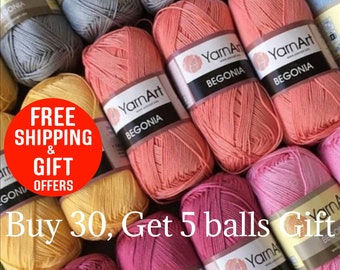 Sport mercerized cotton yarn,  yarnart begonia, %100 mercerized, cotton yarn, Crochet  bikini, knitting yarn, amigurumi yarn, summer yarn,