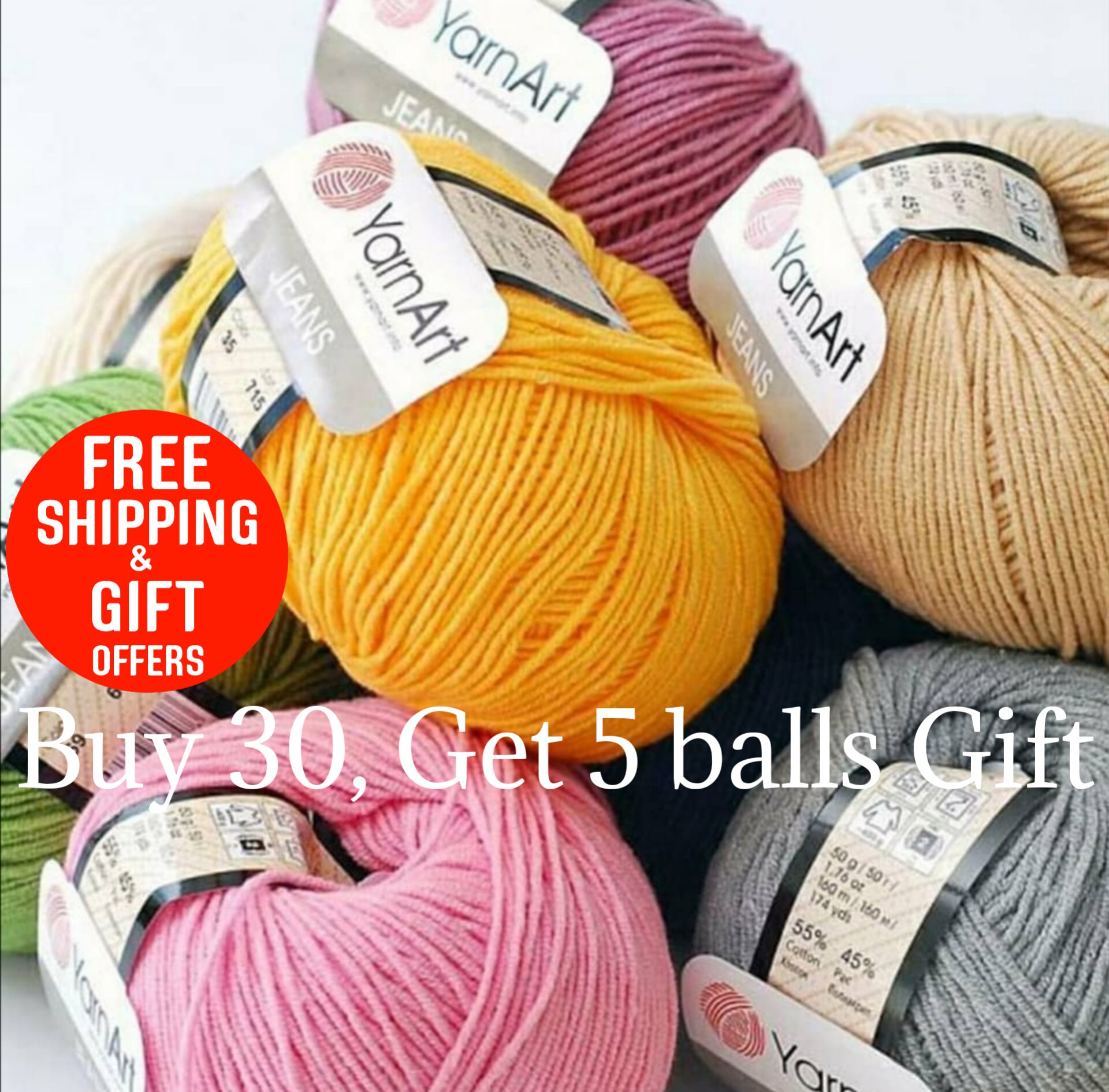 Yarnart Jeans 30 Skeins / Balls /sport Yarn Perfect for Making -  in  2023