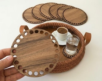 Wooden Round Oval Square Rectangle Tray Basket Base, Wood Bottom Base, Wood Tray Basket Crochet Base Bottom, hole size: 9mm (0,35'')