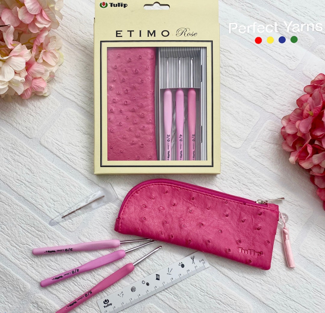Tulip Etimo Rose Crochet Hook Set of 3, With Bag, Crochet Hook, Pink