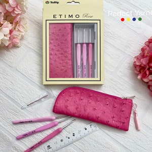 Tulip ETIMO Rose Steel Crochet Hook With Cushion Grip Pink Single Sizes  Small TEL 