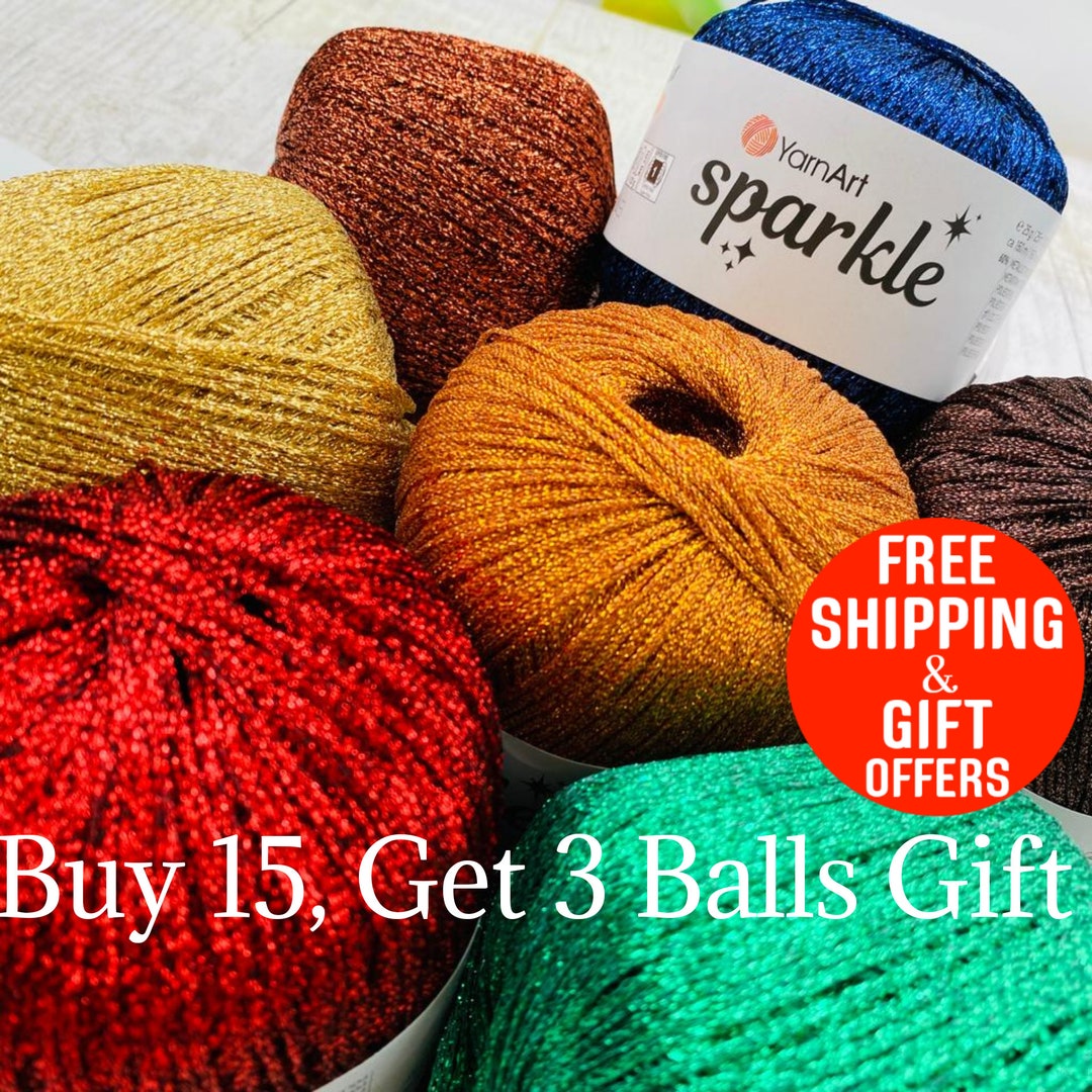 Super Fine Glitter Yarn, Yarnart Sparkle Yarn, Metallic Rope, Sparkly