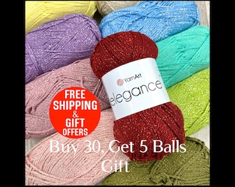 yarnart elegance , glitter cotton yarn, Crochet yarn, knitting yarn, summer pattern,fantasi yarn, summer yarn, glitter yarn