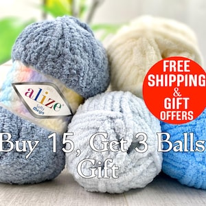 Alize Softy Mega Jumbo Yarn: Baby Blanket Chenille Yarn (76 yard 3.5 oz)