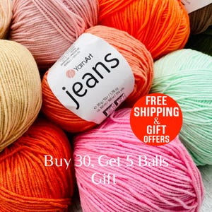 Yarn Art Jeans Soft Amigurumi Yarn, Cotton 4 ply yarn, Yarn art jeans yarn, amigurumi all colors Yarns, , amigurumi doll toys yarn