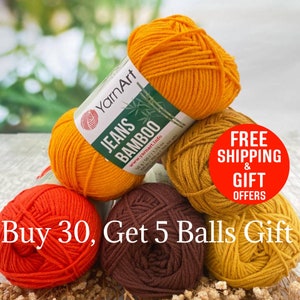 YarnArt jeans bamboo, Amigurumi bamboo Yarns, Summer crochet yarn, Baby yarn, Acrylic Yarn, Amigurumi yarn, 50% Bamboo yarn, 50 gr, 160 mt