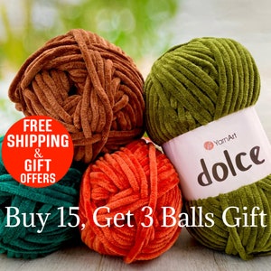 Very Soft Plush Crochet Knitting Yarn, Amigurumi crochet Yarn, Chenille Very soft Chunky super bulky fluffy plushies Dolce yarn crochet