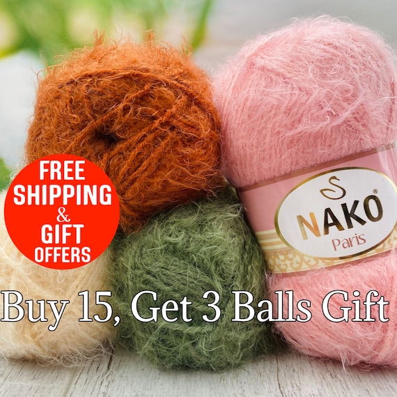 Nako Paris, Cardigan, Pullover, Blouse, Shawl, Scarf Yarns, Acrylic Yarn,  Eyelash Yarn, Soft Yarn, Winter Yarn, Crochet Yarn, 100gr,245m 