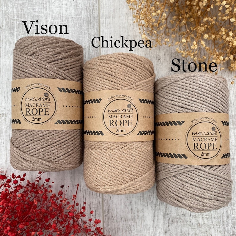 2 mm Cotton Macrame rope three twisted 250 grams Cotton Etsy