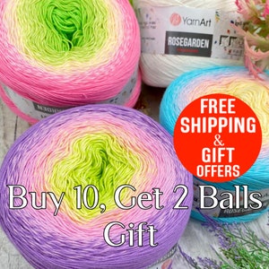 YarnArt Rosegarden Cake Yarn: 100% Cotton Gradient Yarn (1000mt, 8.80oz)