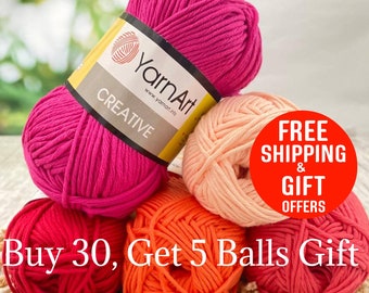 YarnArt Creative, Summer yarn, %100 Cotton yarn, Knitting yarn, Crochet yarn, Baby yarn, Soft yarn, Hypoallergenic yarn, 50gr, 85mt, 93yards