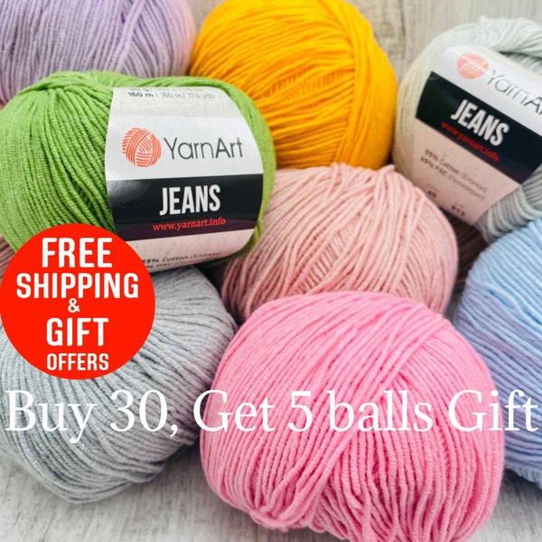Soft Cotton Sport Amigurumi Yarn, 4 ply amigurumi crochet yarn, YarnArt Jeans yarn, amigurumi doll soft cotton yarn, free shipping yarns