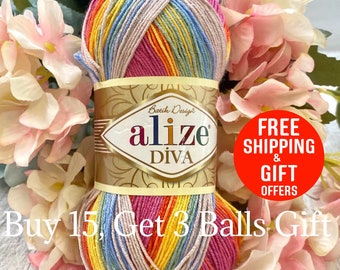 Alize Diva Batik yarn, 100% acrylic, 100 grams, 350 meters, yarn poncho, yarn props, yarn pullover, yarn purse bag, yarn rug, yarn scarf