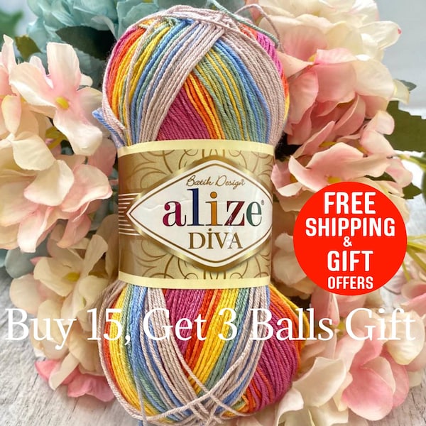 Alize Diva Batik yarn, 100% acrylic, 100 grams, 350 meters, yarn poncho, yarn props, yarn pullover, yarn purse bag, yarn rug, yarn scarf