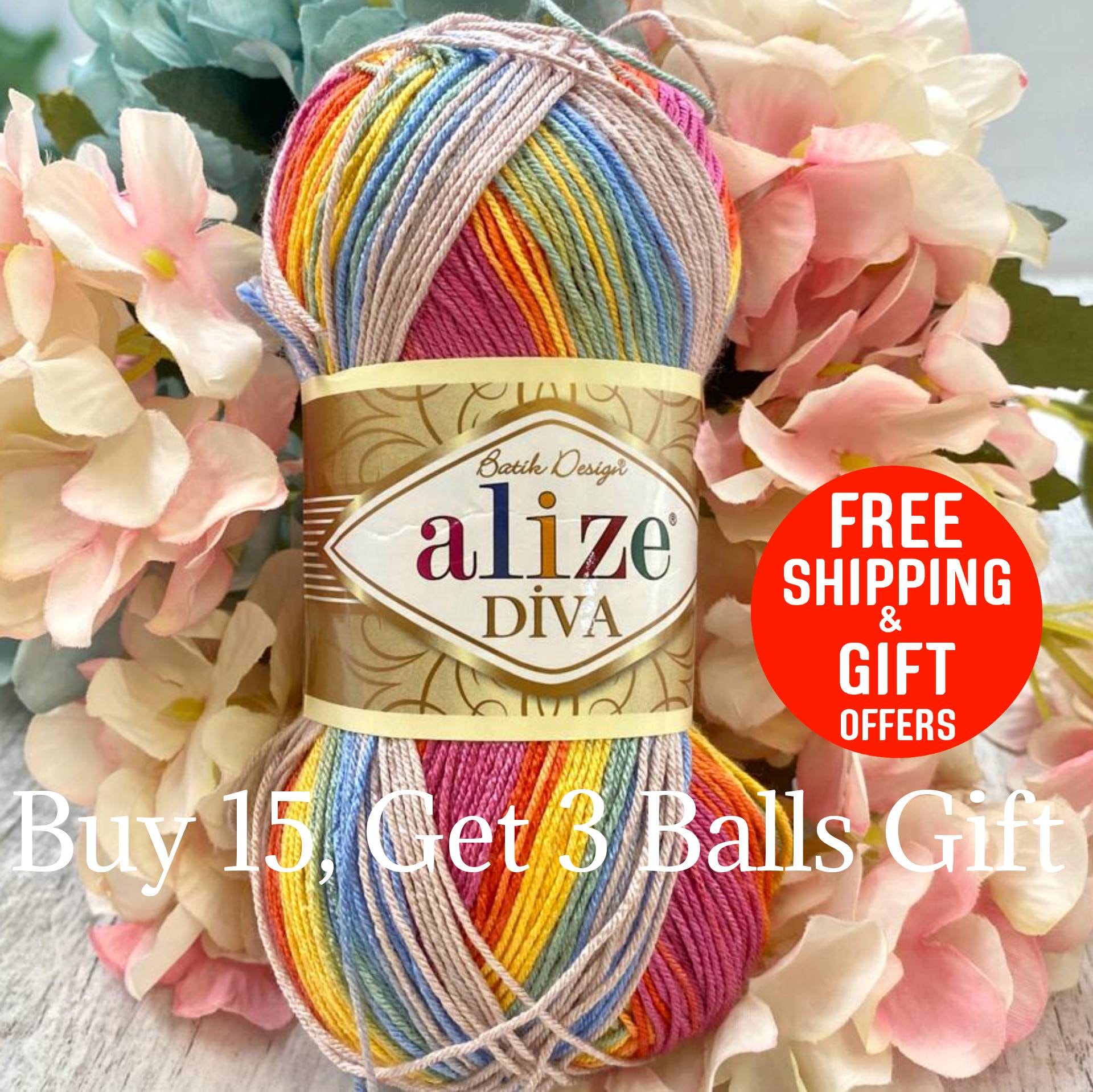 Alize Diva Yarn /summer Knitting Yarn / Bikini Yarn / Dool Making Yarn  /microfiber Acrylic Yarn / Crochet Yarn / Mercerized Yarn 