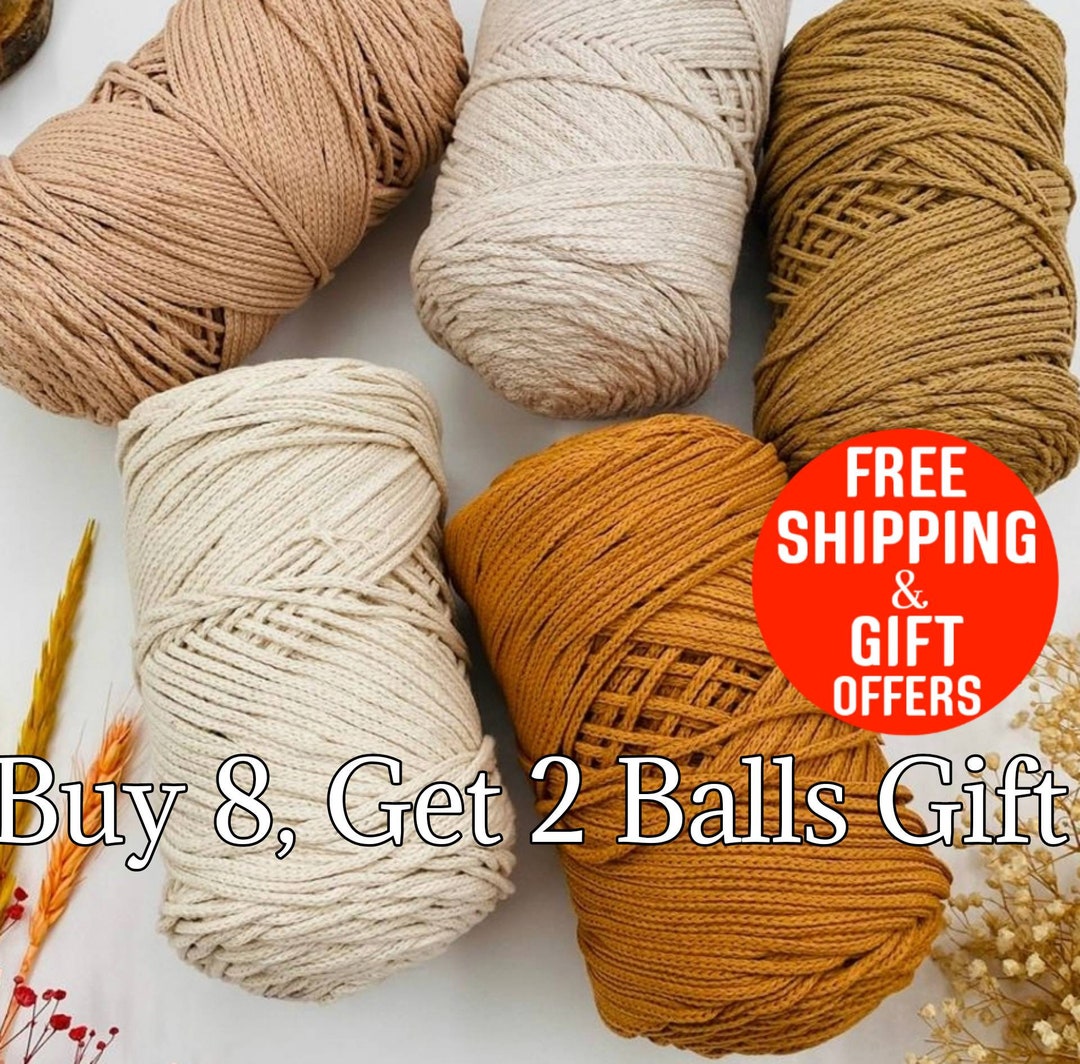 LEREATI Braided Macrame Cord 2mm X 164yards Crochet Bag Cord Natural Cotton Cord, Macrame String Rope Yarn For DIY Crafts, Bag, Gift Wrapping, Home Decorations (Beige