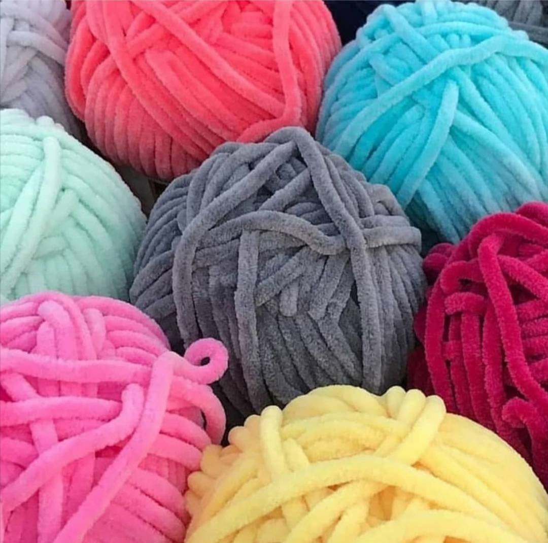 1pc 100g Chenille Yarn 6mm Thick Hand Diy Crochet Velvet Bulky