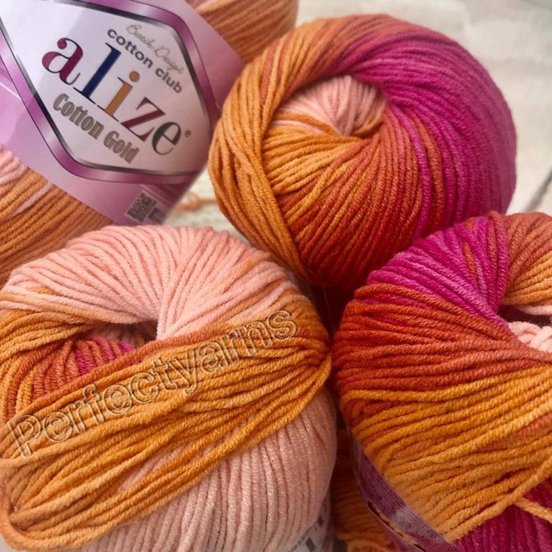 Alize Cotton Gold Batik Yarn: 55% Cotton Blend, 330 Meters - Etsy