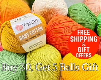 Yarnart Baby Cotton yarn, Cotton Crochet Yarn, Amigurumi Toys Yarns, Crochet animal yarn, Baby cotton yarn, Hypoallergenic Yarn, sport yarns