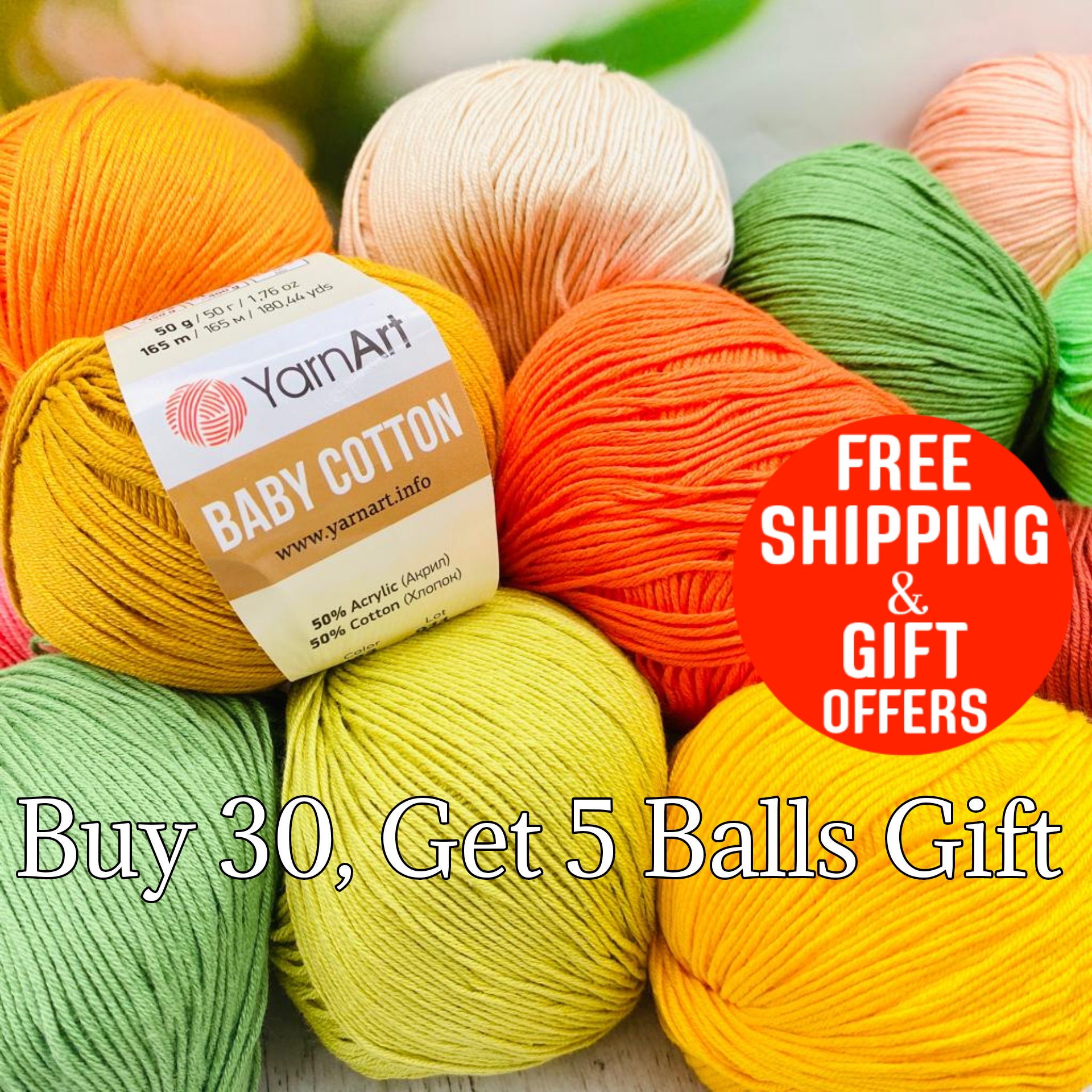 Yarnart BABY Soft Acrylic Yarn, 40 Colors, Crocheting Yarn, Knitting Yarn,  2 Sport Fine Weight Yarn, Amigurumi Yarn, Multiple Colors Option 