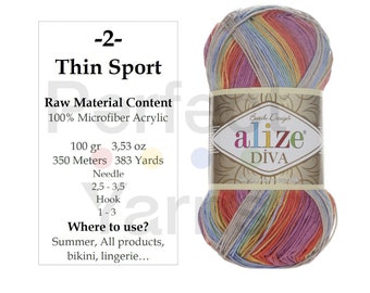 Alize Diva Ombre Batik Knitting Soft Yarn 100% Microfiber Acrylic  Crochet Yarn Summer Yarn Bikini Patern