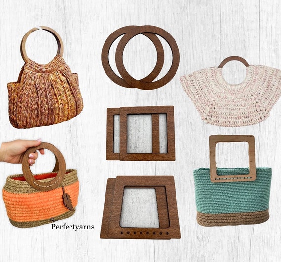 Handmade Crochet Bag with Wooden Handles - Crochet Bag
