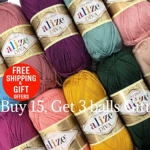 Alize Diva yarn, 100% acrylic, 100 grams, 350 meters, yarn baby blanket, yarn baby boats, yarn baby bonnet, yarn baby cardigan, yarn baby image 3
