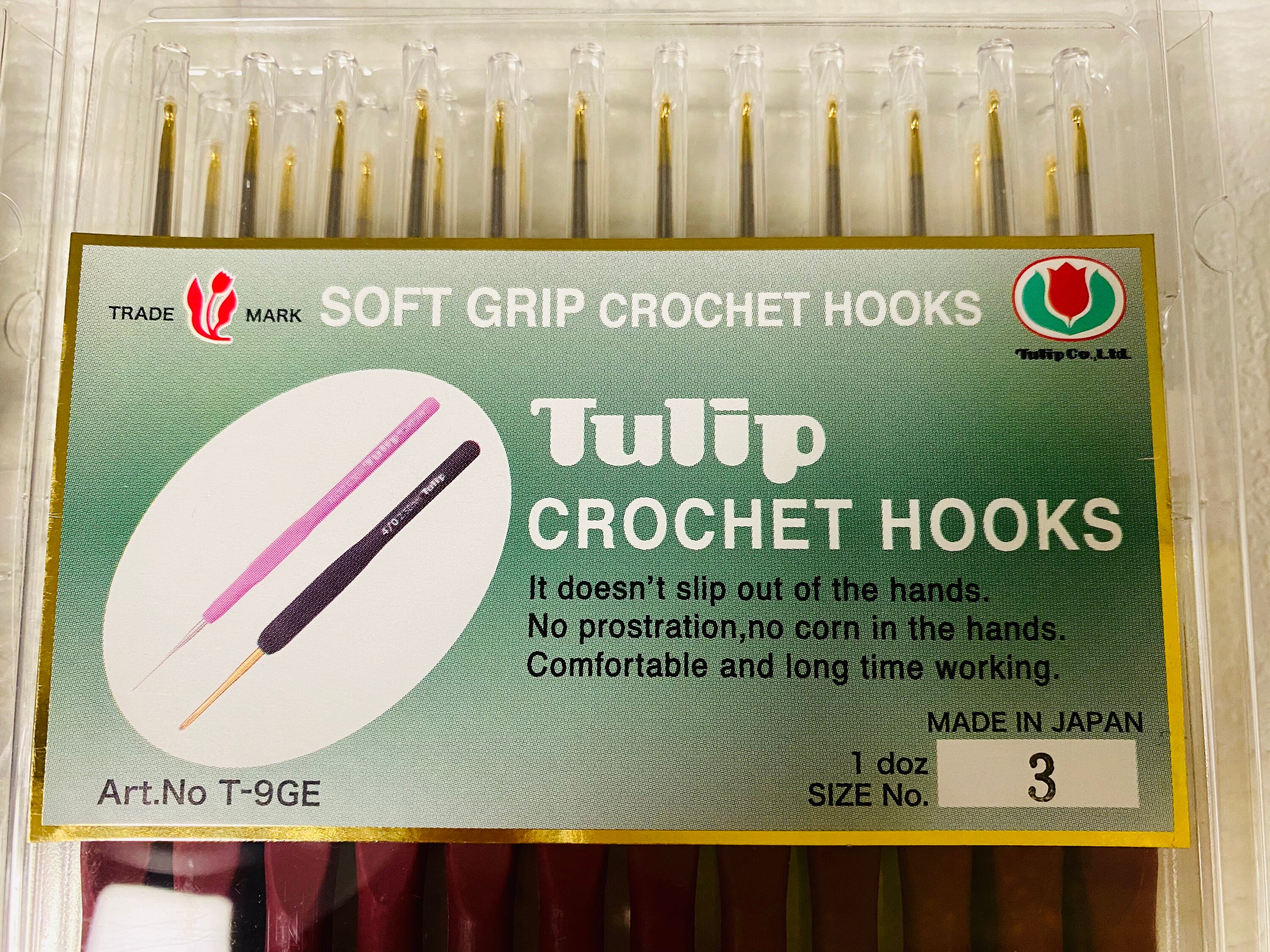 Tulip Crochet Hooks Set Of 6Pcs. Different Size, Art No. T-9G Golden Hook  Point