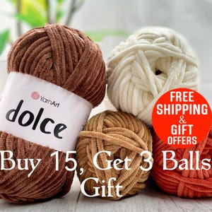 Soft Crochet Plush Yarn, Amigurumi crochet Yarn, Chenille super soft Chunky super bulky fluffy plushies knitting yarn, YarnArt Dolce yarn