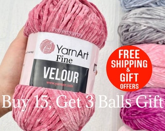 Velvet amigurumi yarn, Yarnart velour yarn, Knitting baby, Velour yarn, Baby yarn, Crochet Softy yarn, 100% MicroPolyester, 100 gr, 170 mt