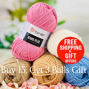 Amigurumi Cotton Yarn, Yarnart jeans plus yarn, Knitting Yarn, crochet, Soft yarn, Baby Yarns, blanket pattern, Cotton yarn, amigurumi yarn