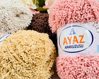 Ayaz Anakuzusu Chenille Yarn, Soft Velvet Baby Yarn Crochet Knitting, Plush Bulky Yarn, 100g 100m (3.5oz 109yd), Amigurumi Plushies