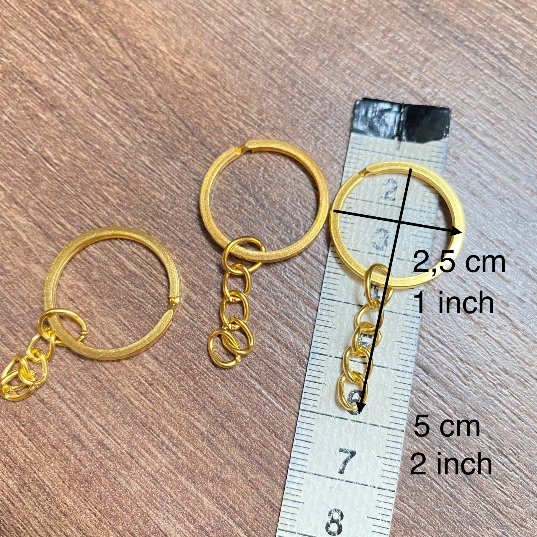 Gold Silver Key Chain Rings With Attached Chain, 10pieces, 30mm