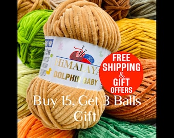 Super Soft Amigurumi Himalayan Dolphin Baby Yarn, Chenille Velvet super bulky fluffy plush plushies Blanket fiber, 3.52 oz 131 yard