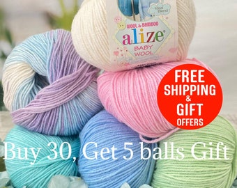 Alize baby wool, Crochet wool, Knitting yarn, Soft yarn, Baby wool yarn, Children's yarn, Baby blanket yarn, Baby sweater yarn, 50g, 175 mt