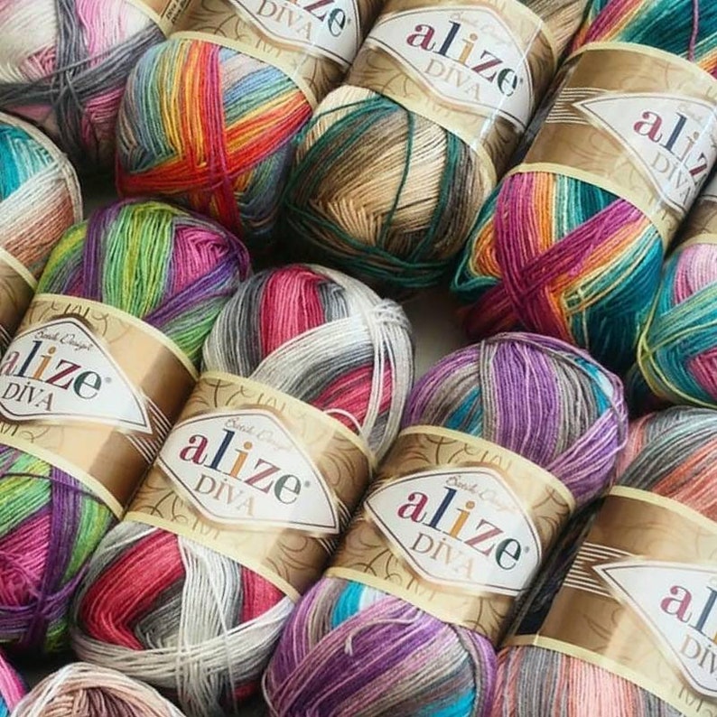 Alize Diva Batik yarn, 100% acrylic, 100 grams, 350 meters, yarn baby clothes, yarn baby crown, yarn baby doll, yarn baby dress, yarn baby image 4