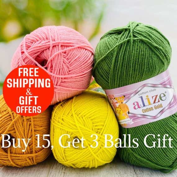 4 Balls Alize Cotton Gold, Crochet Yarn, Knitting Yarn, Baby  Yarn, Acrylic Cotton Yarn