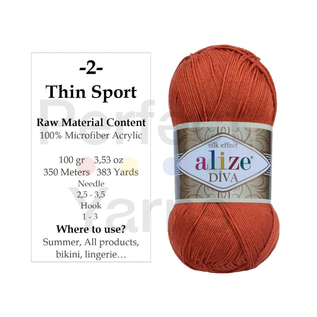 Alize Diva Yarn, Knitting Yarn, Crochet Yarn, Soft Yarn, Acrylic Yarn,  Summer Yarn, Microfiber Yarn, Lace Yarn, Bikini Pattern 