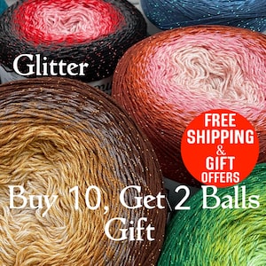 Glitter Cake yarn, Yarnart flowers moonlight, Glitter Cotton Yarn, glitter shawl yarn, ombre  yarn, crochet shawl, 8.82 oz, 1093 yards