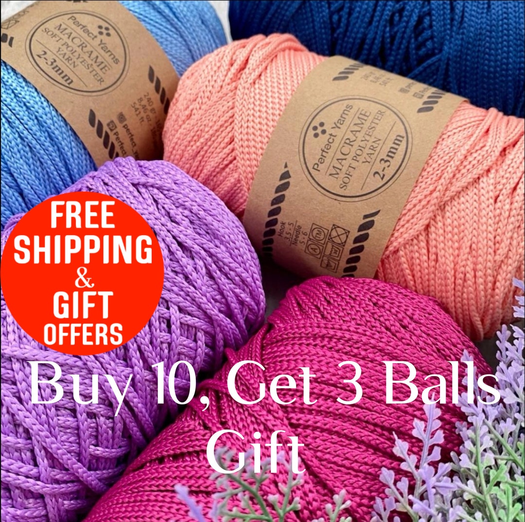 Polyester Macrame Bag Yarn Cord Rope, 2,3mm, 011 Inch, Crochet Bag Cord,  Summer Bag Cord, 240 Gr, 541 Ft, 180 Yard, Crochet Bag Rope