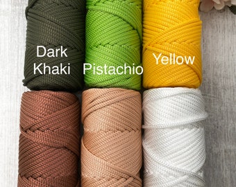LEREATI Polyester Macrame Cord 3mm x 185yards, Braided Macrame Cord  Polypropylene Silk Cord, Crochet Bag Polyester Yarn for Crocheting, Bag,  Wall