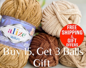 Super Bulky Chenille Yarn – Alize Velluto Super Soft Velvet Chunky Amigurumi Plush Toys yarn, Crochet knitting Projects Baby Blanket yarn