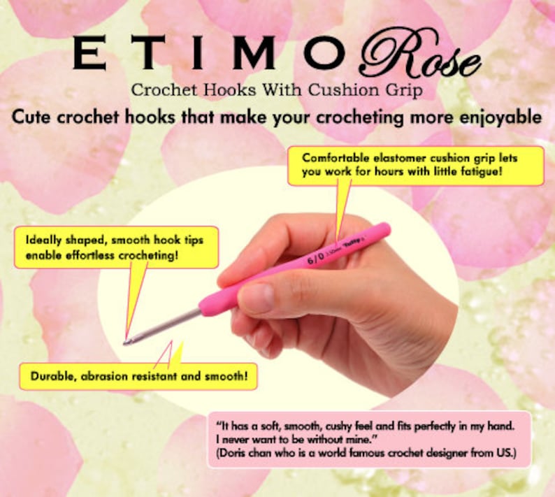Pink Tulip Ergonomic Cushion Hook Tulip Etimo Rose Crochet Etsy