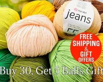 Amigurumi Soft Cotton Crochet Yarn, Yarnart Jeans Yarn, Yarn Art jeans Crochet Baby Yarn, Amigurumi doll beginner premium yarn, full colors
