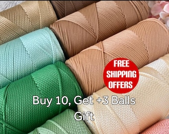 2mm Polyester macrame yarn cord, Polyester macrame crochet knitting bag yarn rope , pp macrame home decor yarn, 0.08 inch 6.70oz 251 yard